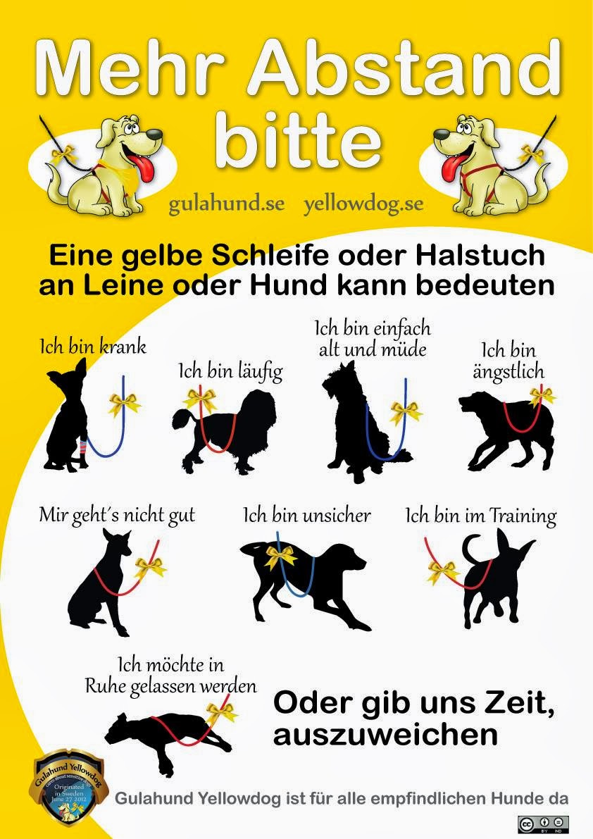 Gulahund-Hund mit gelber Schleife